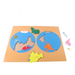 Montessori PREMIUM: Puzzle des cartes des parties du monde